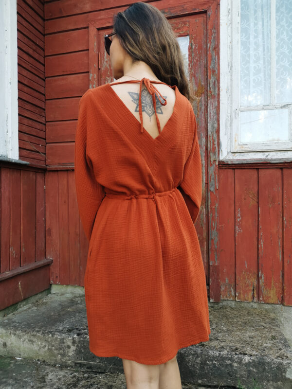 sukienka muślinowa ruda